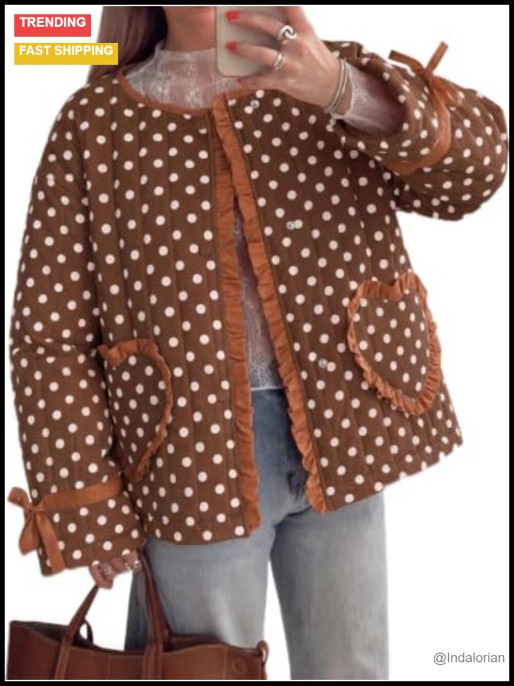 Womens Cropped Floral Quilted Jacket Open Front Heart Coat